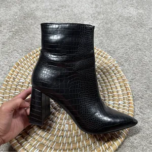Billini Women’s Alden Boots Booties Block Heels Zip Side Party in Black Croco 7 thumbnail 13