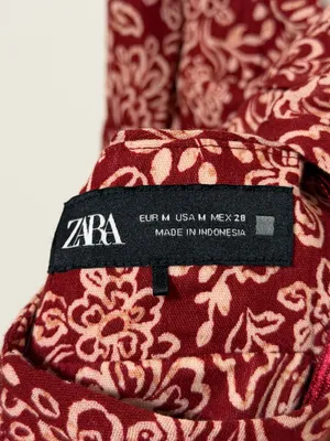ZARA Paisley Floral Boho Dress Size Medium Side Cut out Burnt Orange thumbnail 3