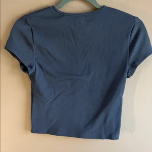 Abercrombie & Fitch Navy Ribbed Crop Top thumbnail 3