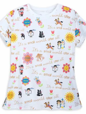 Disney NWOT White 'It's a Small World' Multicolor Graphic Tee thumbnail 1