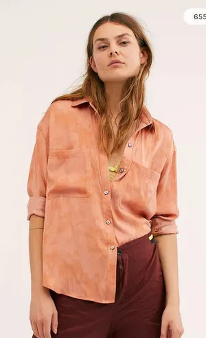 Free People We The Free Color of the Valley Button Down Shirt thumbnail 1