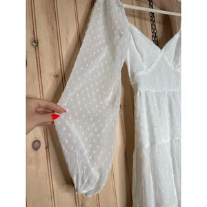 NWT Lulus Longing And Love White Swiss Dot Puff Long Sleeve Mini Dress Wedding L thumbnail 4