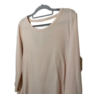 Ann Taylor Loft women's pale pink open back 3/4 sleeve tshirt Sz L‎ thumbnail 2