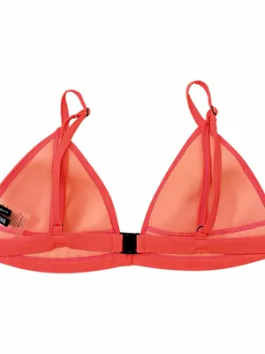 Triangl Bikini Top Neon Coral Neoprene Crochet Whipstitch Triangle Size Small thumbnail 2