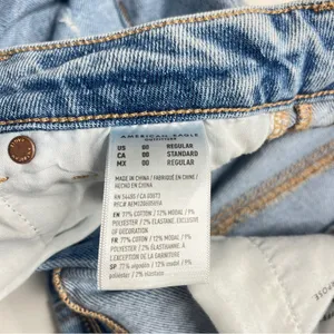 American Eagle Mom Jeans distressed size 00 regular juniors denim cotton‎ blend thumbnail 13