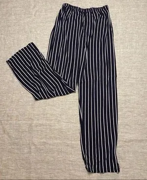 Brandy Melville Striped Blue Navy White Pants Bottoms thumbnail 10