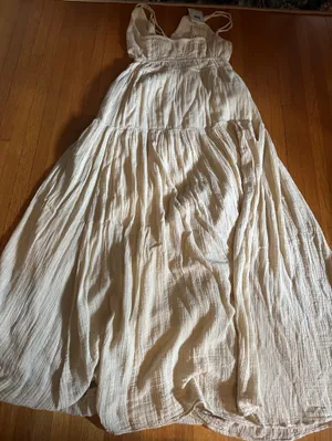 Elan Gauzy Khaki Maxi dress with tie front detail, size M, NWT thumbnail 9