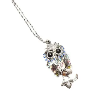 Black eyed own silver long necklace rhinestones and colorful! thumbnail 3