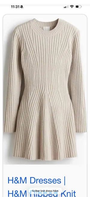 Rib Knit Dress H&M light beige melange thumbnail 2