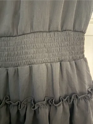 1.STATE Small Black Ruffle Tiered Mini Dress Smocked Waist Sleeveless thumbnail 2