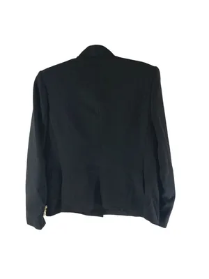 Express Womens Black Military-Style Jacket W/ Gold Trim Button Closure Size L thumbnail 2