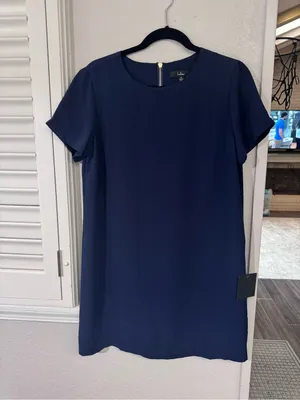 Lulu's Navy Short Sleeve Shift Mini Dress thumbnail 2