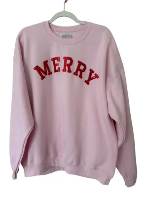 Gameday Couture Pink Merry Sequin Crewneck Sweatshirt size XL , Grab this now ! thumbnail 1