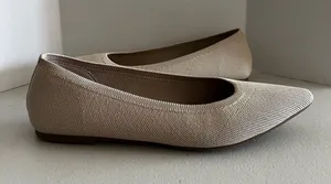 Old Navy Soft-Knit Pointed-Toe Ballet Flats Size 8 cream Beige Comfy Stretch thumbnail 1