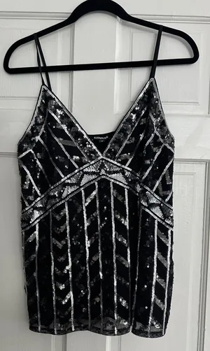 Sequin Express Tank Top Black Medium thumbnail 1
