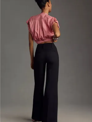 Anthropologie Maeve The Naomi Ponte Wide-Leg Flare Pants 2 Petite thumbnail 2