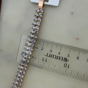 18K Gold Plated Rose Gold Double Row Tennis‎ Bracelet Clear Cubic Zirconia thumbnail 3