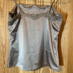 NY&C Camisole Babydoll Silky Y2K Lace Ruched Adjustable Straps Gray Small thumbnail 3