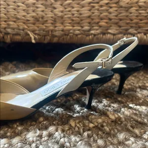 Jimmy Choo Cream Multi-Toned Patent Leather Slingback Heels Size 37.5 thumbnail 7