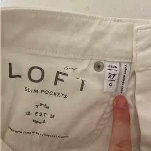 EUC LOFT women’s raw hem‎ white denim curvy skinny crop jeans size 27 thumbnail 7