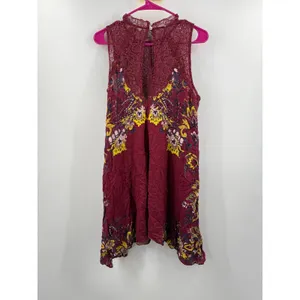 Free People Intimately Dress SZ Medium Marsha Lace Slip NWT Wine Floral Boho thumbnail 6