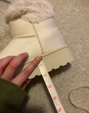 Nasty Gal Faux Fur Platform Mini Ankle Boots - Sand thumbnail 6