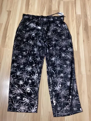 Black and Silver Spider Pajama Pants Size XL thumbnail 1