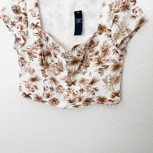 [Abercrombie & Fitch] Tropical Toile Print Sweetheart Neck Crop Top Size Large L thumbnail 8