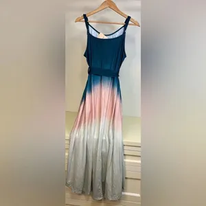 NWT BloomChic Blue and Pink Tie Front Tiered Maxi Dress 14-16(XL) thumbnail 3