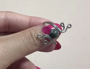 Vintage Inspired Silver Plated Adjustable Ring With Jade Green Gemstone thumbnail 4