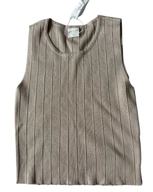 Silk and Salt ribbed tank Tan thumbnail 1