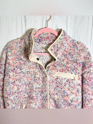 OFFLINE by Aerie Multicolor Speckled Sherpa Snap-Front Fleece Jacket, XS thumbnail 5