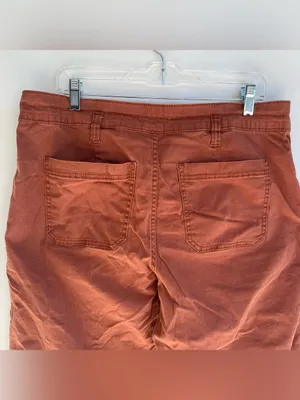 Time & Tru burnt orange cargo pocket crop pant ankle length casual summer 14 thumbnail 6