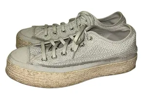 Converse Gray Knit Espadrille Platform Sneakers Women's‎ 8.5 thumbnail 1
