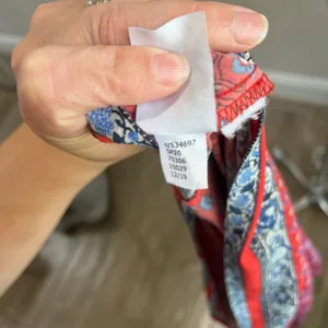 LOFT‎ Border Floral Red Long Sleeve Boho Tie Waist Dress Size XS thumbnail 10