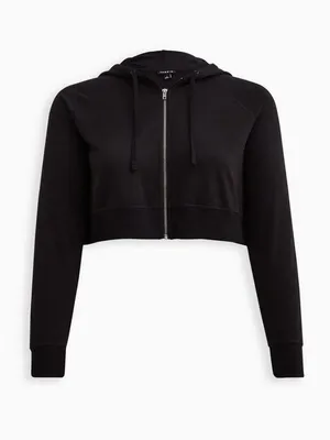 Torrid Lightweight French Terry Zip-Up Crop Hoodie Black 6X NWT‎ thumbnail 5