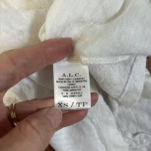 ALC Frank Womens Scoop Neck Solid 100% Linen Cropped Wrap Shirt White Size XS thumbnail 7