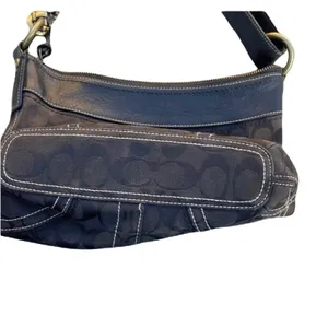 Coach #10403 purse black signature logo jacquard bronze hardware thumbnail 8