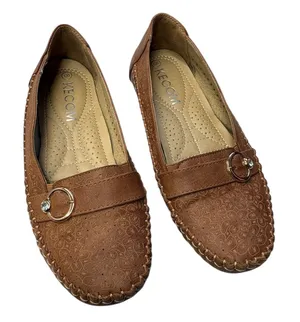 KECOM Women's Floral Textured Casual Brown Embossed Pattern Retro‎ Loafers 8 thumbnail 1