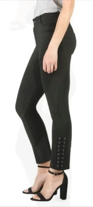 Paige luxe ponte high rise Velvet lace up pants‎ black sz 26 thumbnail 1