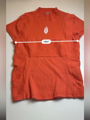 Free People Movement Ribbed Athletic Top Orange Stretch Short Sleeve Size‎ M thumbnail 5