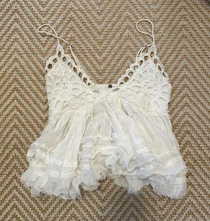 Free People White Tank Top Lace thumbnail 1