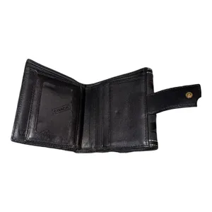 Coach Black Signature Canvas/Leather‎ Compact Flat Wallet thumbnail 4