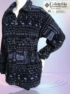 VTG USA Columbia Jacket Womens Sz MED Fleece Abstract Aztec Southwest Full Zip thumbnail 2
