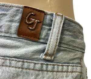 Gogo Jeans High Rise Light Wash Distressed Ripped Blue Jean Shorts 33 Juniors 17 thumbnail 5
