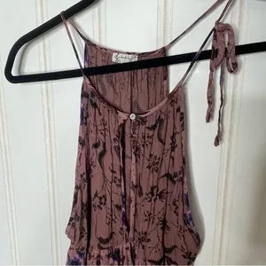 FREE PEOPLE Sleeveless Keyhole Boho Mauve Floral Babydoll Swing Slip Dress 882 thumbnail 6