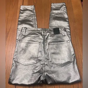 Free People We the Free Phoenix Coated High-Rise Skinny‎ Jeans in Silver Size 27 thumbnail 13