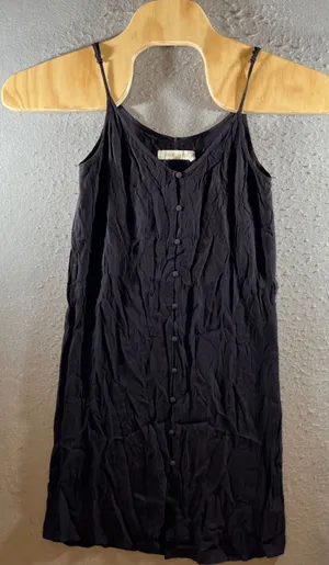 1299 | Bishop + Young Rayon Button Front Mini‎ Dress Black Womens XS thumbnail 1