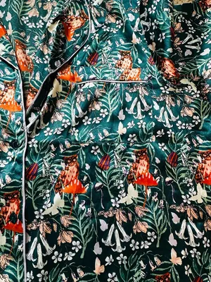 Their Nibs Silky Floral Owls Print Pajamas Set Sleep Loungewear thumbnail 3