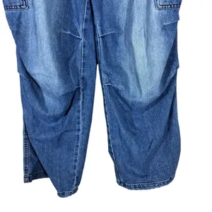 H&M Divided Cargo Wide Leg Denim Jeans Blue Utility Streetwear Size S thumbnail 3